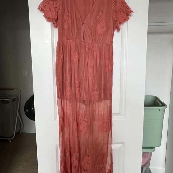 NWT Alina Maxi Romper Garden Party Lace Terra Cotta - Picture 4 of 16